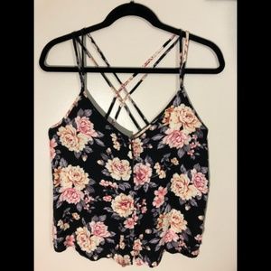 Floral Button Front Tank- American Eagle Outfitter